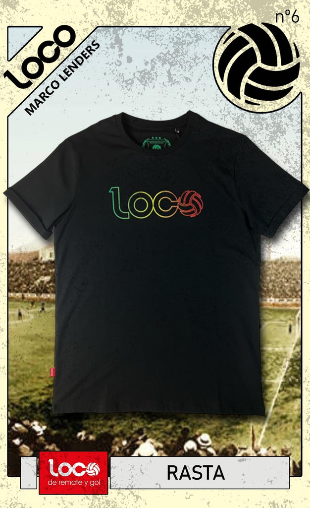 Camiseta "Marco Lenders" Balck/ Rasta Camisetas Loco de Remate y Gol 